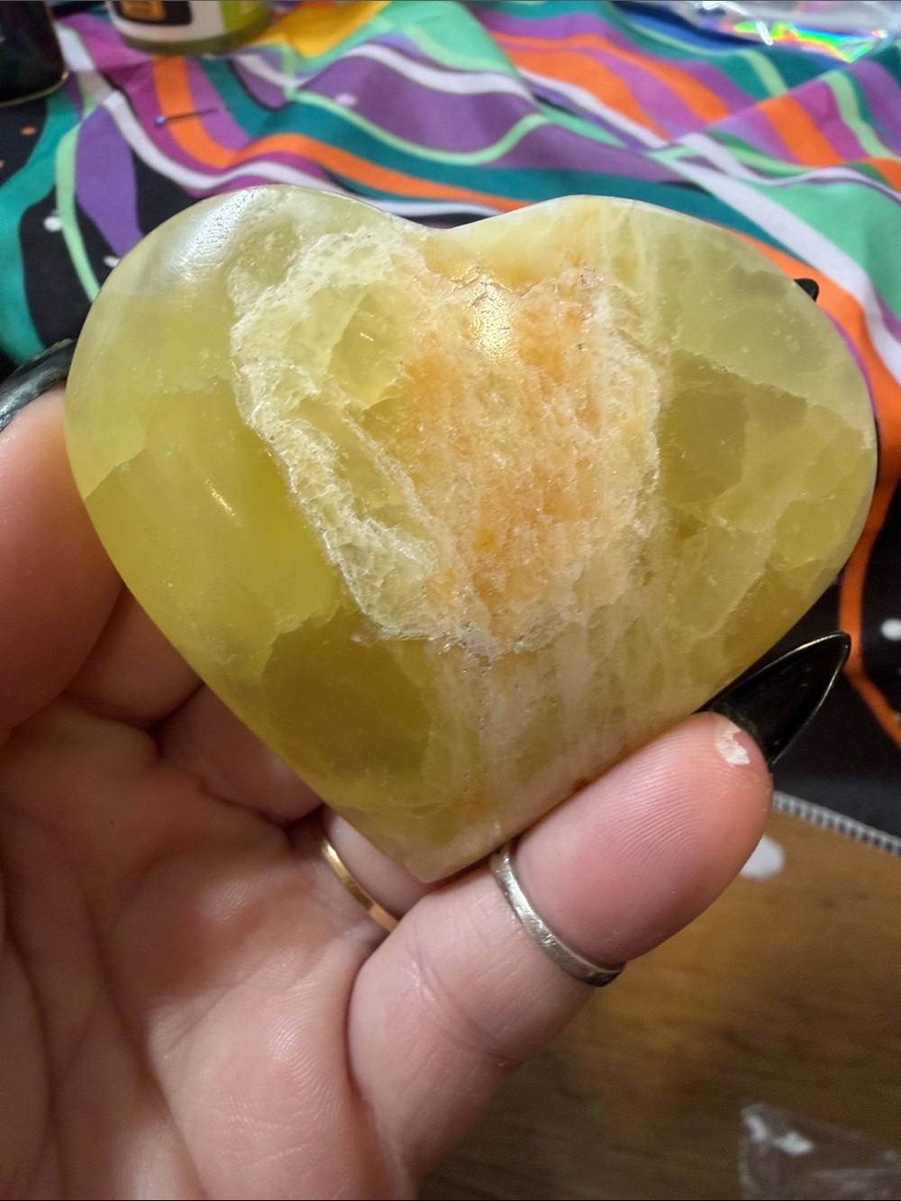 Yellow calcite Heart Accent - Decorative Stone Heart